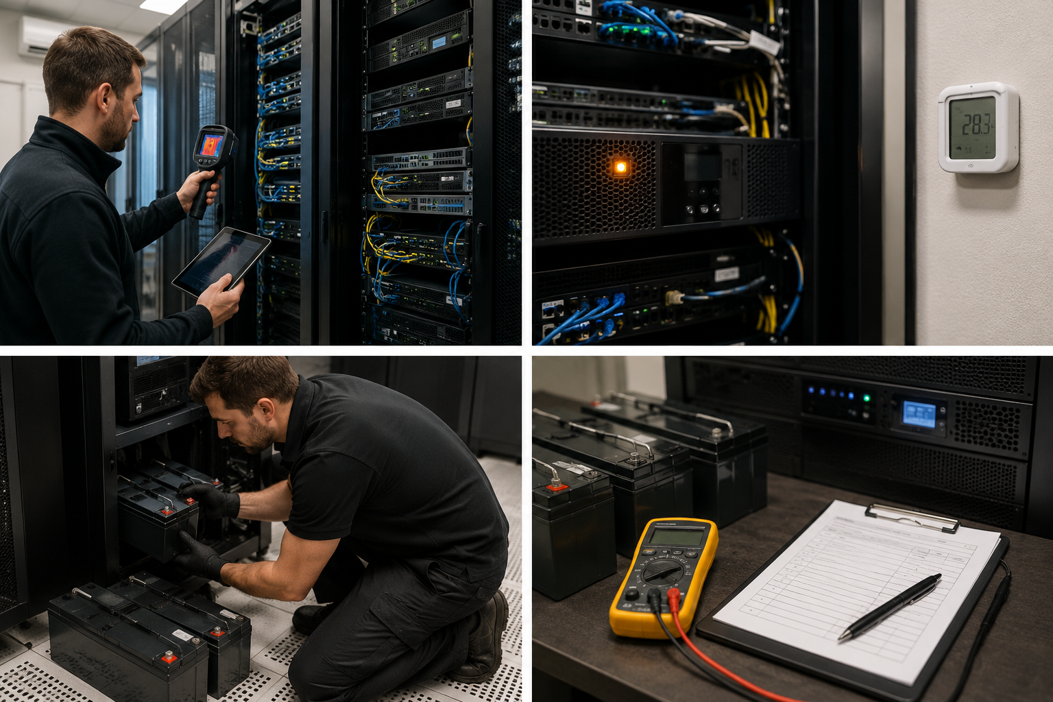 Data centre UPS battery maintenance and thermal inspection